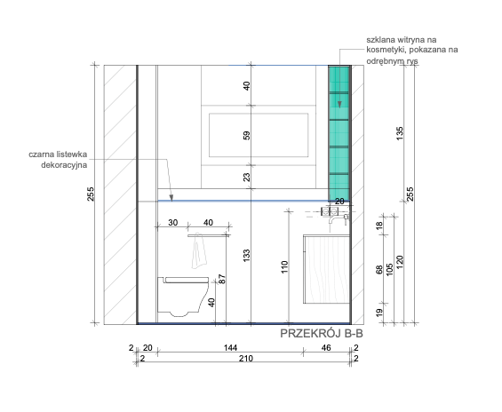 przykładowa dokumentacja łazienki przygotowana przez architekta wnętrz